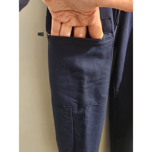 Jaanuu Women’s Small Petite Blue Contrasted Ponte Scrub Pants Comfy Work Wear - Picture 5 of 10